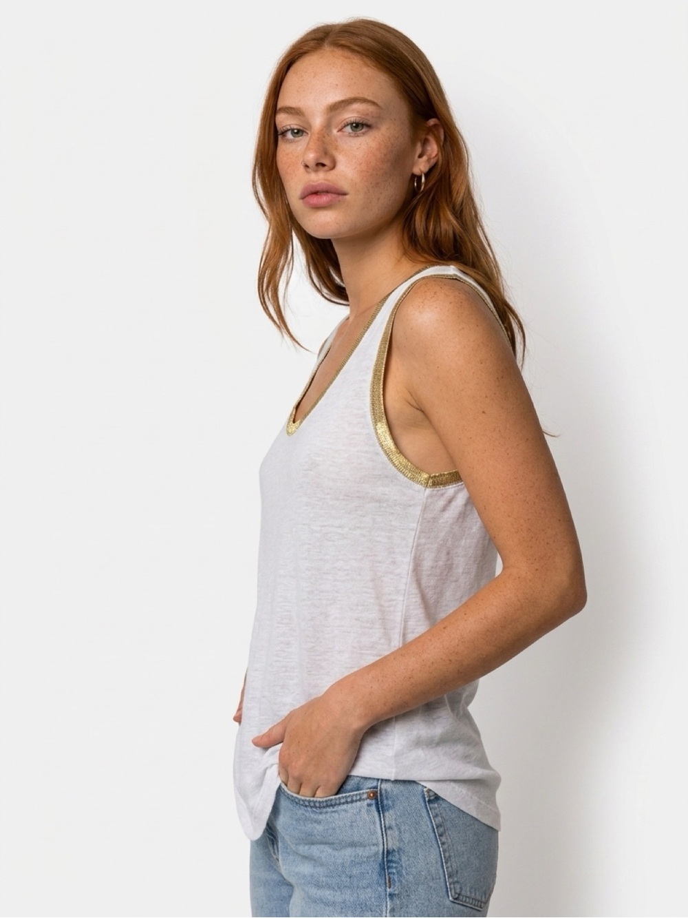 Zadig & Voltaire Scoop-Neck Golden-Foil wrapped Tank - Picture 4 of 11